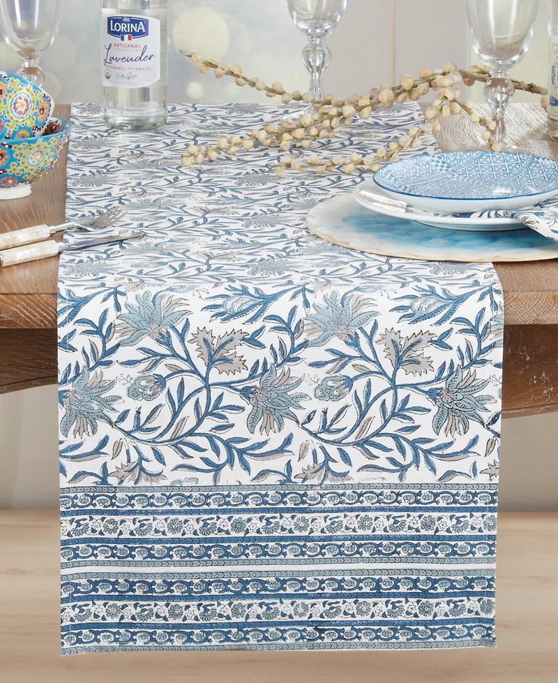 Saro Lifestyle Floral Cotton Table Runner, 16" x 72"