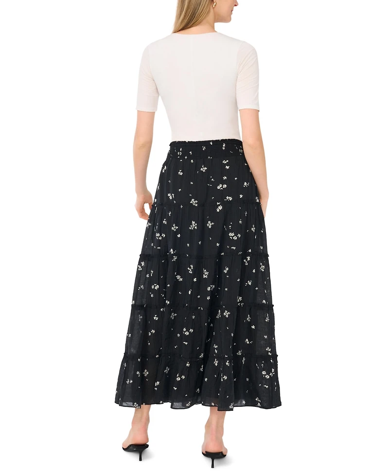 Vince Camuto Women's Smocked Waist Tiered Maxi Skirt