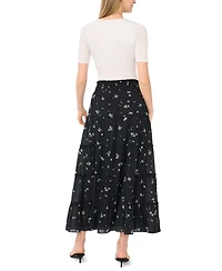 Vince Camuto Women's Smocked Waist Tiered Maxi Skirt