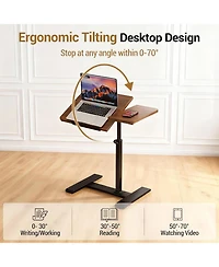 gaomon Overbed Bedside Table with Wheels, Tiltable Hospital Bed Table Over The Bed, Laptop Desk, Mobile Standing Desk for Home