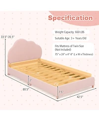 Gouun Twin Bed Frame with Height-Adjustable Headboard and Sturdy Wooden Slats
