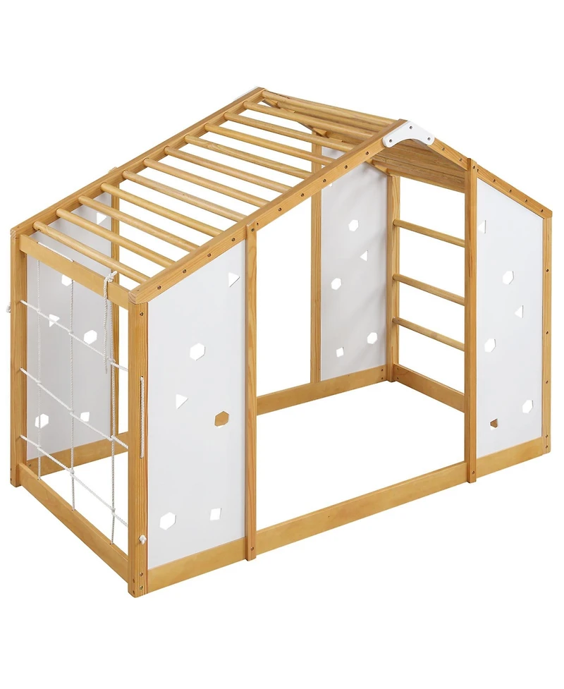 Gouun Twin Size 2-in-1 Climbing Bed with Monkey Bars and Rope Ladder