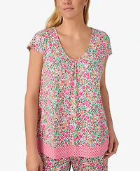 Ellen Tracy Women's Scoop Neck Top and Cropped Pajama Pants, 2-Piece Set
