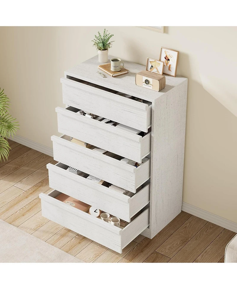 gaomon 5 Drawer Tall Dresser Chest, Modern Storage Organizer for Bedroom Living Room Nursery Entryway