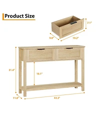 gaomon 43" Farmhouse Wooden Entryway Console Table with 2 Drawers and 2-Tier Storage