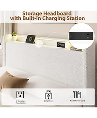 Homfan Boucle Bed Frame with Storage Headboard
