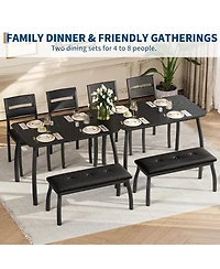 gaomon 4-Person Modern Metal and Wood Space-Saving Dining Set