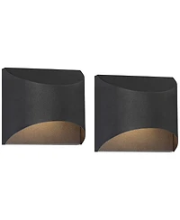 Possini Euro Design Ratner Modern Outdoor Wall Light Fixtures Set of 2 Textured Led Dark Sky Downlight for Post Exterior