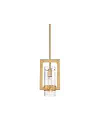 Possini Euro Design Camden Brass Mini Pendant Wide Modern Open Rectangle Clear Glass Fixture for Dining Room Kitchen Island