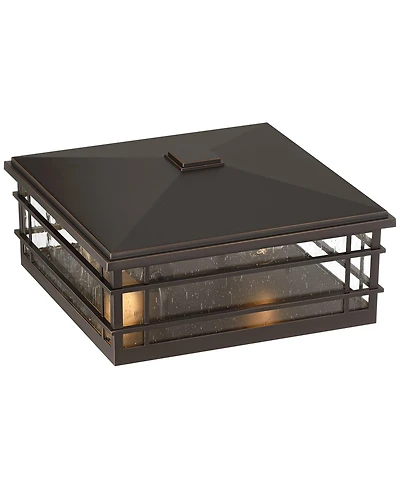 Kathy Ireland Sierra Craftsman High Farmhouse Rustic Outdoor Pier Mount Light Fixture Porch Weatherproof