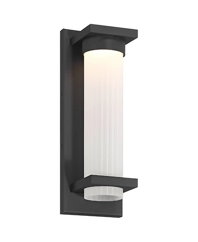 Possini Euro Design Kathleen High Modern Outdoor Wall Light Fixture Mount Porch House Led Bulb Sand Metal Glass Shade