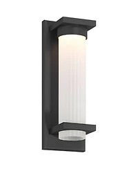Possini Euro Design Kathleen High Modern Outdoor Wall Light Fixture Mount Porch House Led Bulb Sand Metal Glass Shade