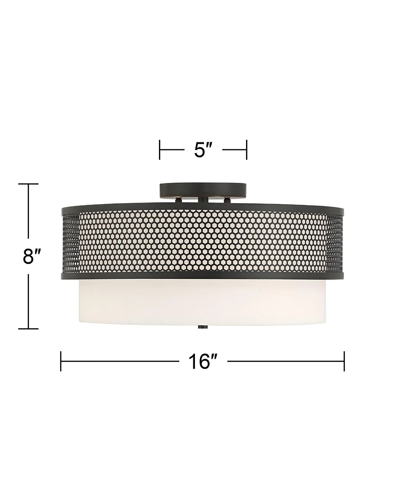 Possini Euro Design Possini Euro Marino Wide and Linen 3-Light Ceiling Light