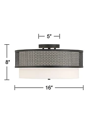 Possini Euro Design Possini Euro Marino Wide and Linen 3-Light Ceiling Light