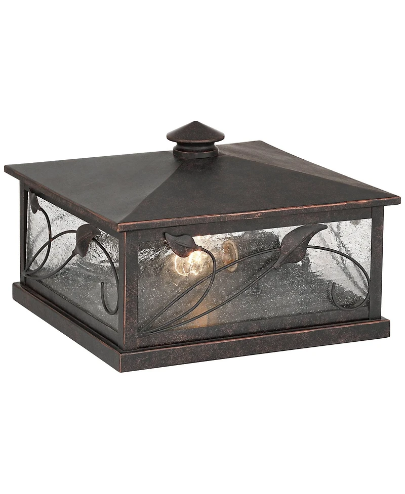 Franklin Iron Works French Garden Wide Seeded Glass Pier Mount Light