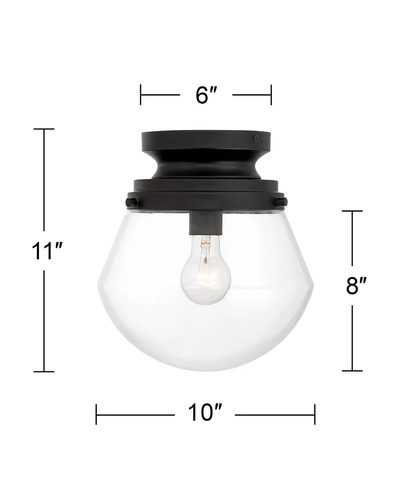 Possini Euro Design Possini Euro Cato Wide Flush Small Schoolhouse Ceiling Light