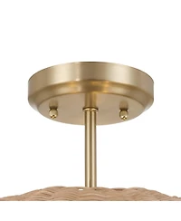 Possini Euro Design Fitzwilliam Brass and Wicker 3-Light Ceiling Light