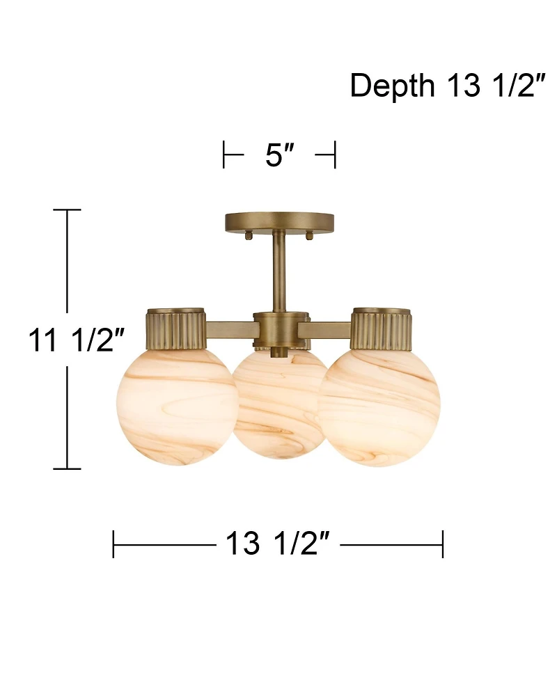 Possini Euro Design Jupiter 13 Brass and Glass 3-Light Ceiling Light