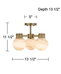 Possini Euro Design Jupiter 13 Brass and Glass 3-Light Ceiling Light