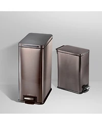 Home Zone Living 8 Gallon and 3 Gallon Slim Stainless Steel Trash Can Combo Set with Step Pedals and Soft Close Lids