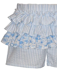 Bonnie Baby Girls' Toile Ruffle Sleeveless Top and Shorts, 2-Piece Set