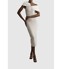 Karen Millen Women's Asymmetric Strap Knit Midi Dress