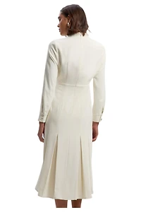 Karen Millen Women's Crepe Buckle Waist Midi Shirt Dress