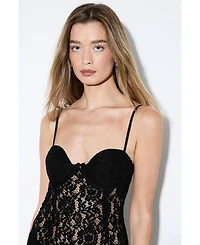 MissPap Women's Premium Bustier Corded Lace Midi Dress