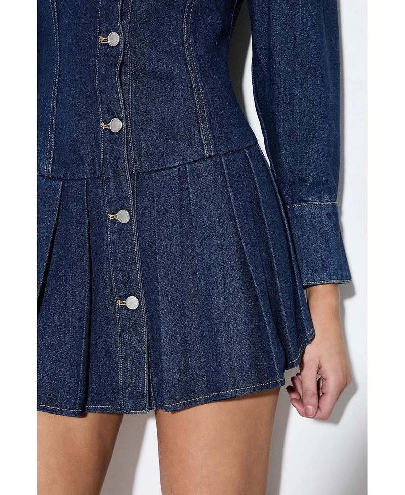 MissPap Women's Premium Denim Balloon Sleeve Dress
