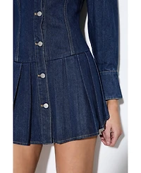 MissPap Women's Premium Denim Balloon Sleeve Dress