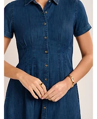 Brakeburn Women's Antonia Button Front Denim Dress