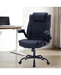 gaomon Leather Office Chair,Executive Office Chair with Flip-Up Arms,350lbs Ergonomic Home Office Desk Chair with Lumbar Support