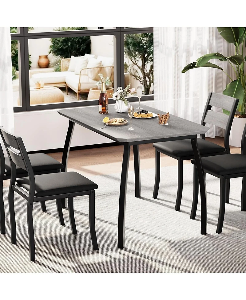 gaomon Dining Table Set for 4, Modern Kitchen Table Chairs Set of 4 with Chamfered Edges and Cushioned Seats