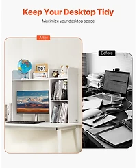 Gouun 2 Tier Desktop Bookshelf Hutch for Office or Dorm Desk