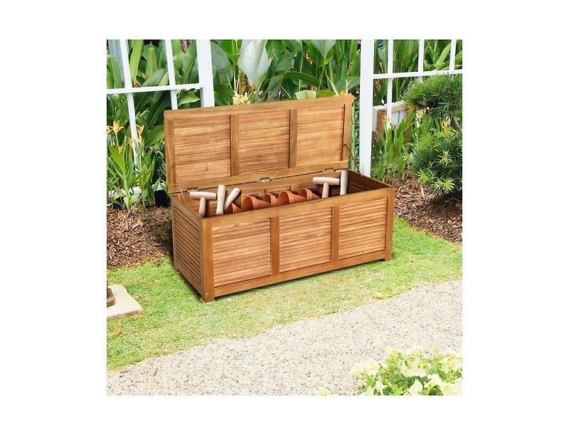sumyeg 46 Gallon Acacia Wood Storage Bench Box for Patio Garden Deck
