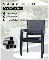 gaomon 2-Piece Stacking Dining Chairs- Lightweight Aluminum Textile Fabric for Patio Deck Bistro