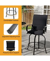 gaomon 2 Piece Outdoor Swivel Bar Stools, High Back with Armrests, Counter Height for Deck Lawn Garden Backyard
