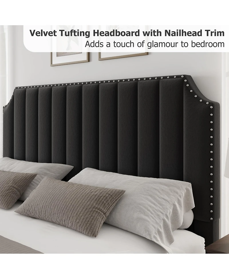 Homfan Upholstered Bed Frame with Headboard and Footboard