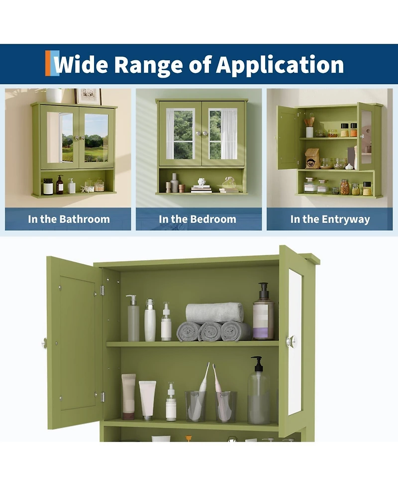 Homfan Space-Saving Wall Mounted Bathroom Medicine Cabinet - Adjustable Shelf, Over Toilet Storage, Organizer, Easy Install, Durable