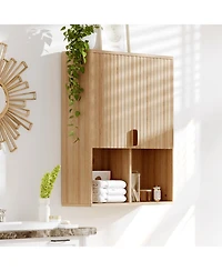homfan Fluted Bathroom Wall Cabinet with Adjustable Shelf and Soft Close Hinges, Over Toilet Storage Organizer for Bathroom Spaces