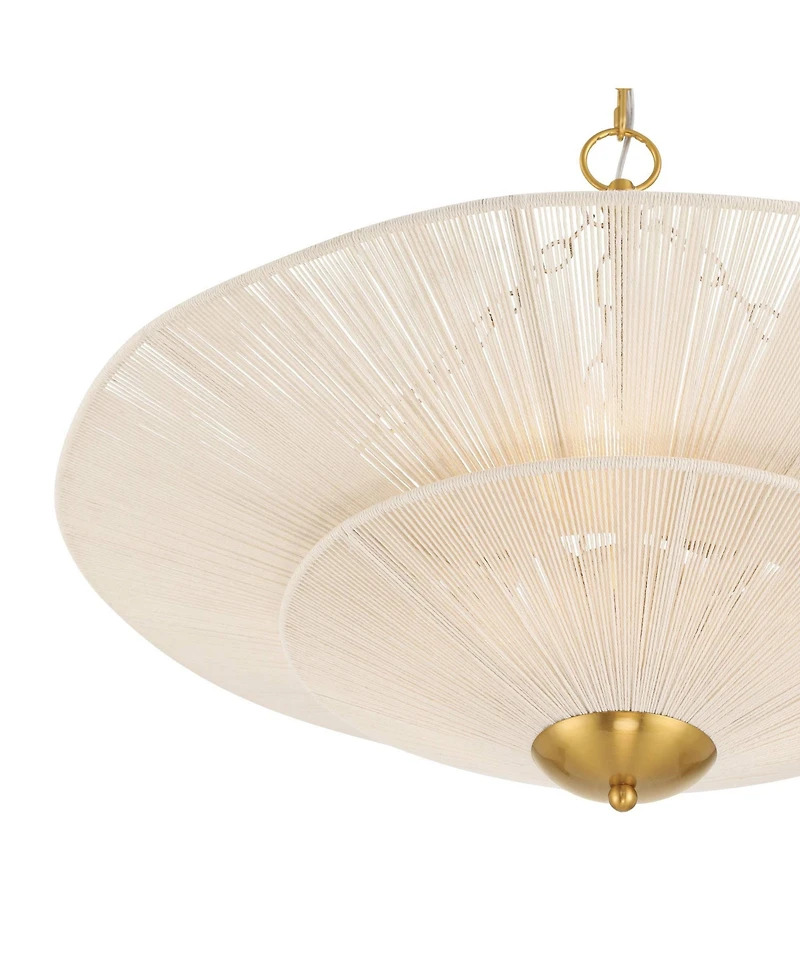 Possini Euro Design Griner Burnished Brass 3-Light Rope Chandelier