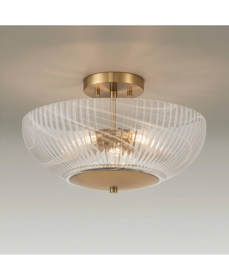 Possini Euro Design Molini Wide Warm Brass Bowl 3-Light Ceiling Light