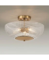 Possini Euro Design Molini Wide Warm Brass Bowl 3-Light Ceiling Light