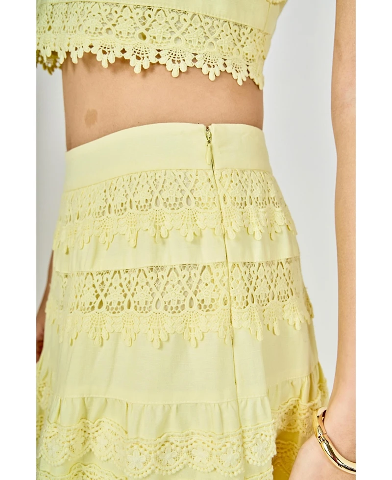 endless rose Women's Laced Midi Skirt