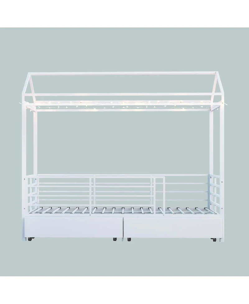 Streamdale Furniture Kids House Floor Bed Frame with Roof