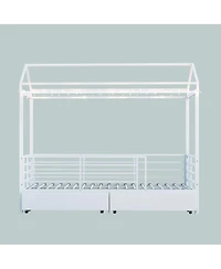 Streamdale Furniture Kids House Floor Bed Frame with Roof