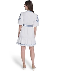 Eliza J Women's Mandarin Collar Belted Shirt Dress