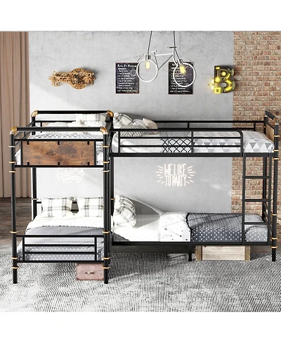 Streamdale Furniture Heavy Duty Quad Bunk Bed, Divisible into 3 Twin Beds