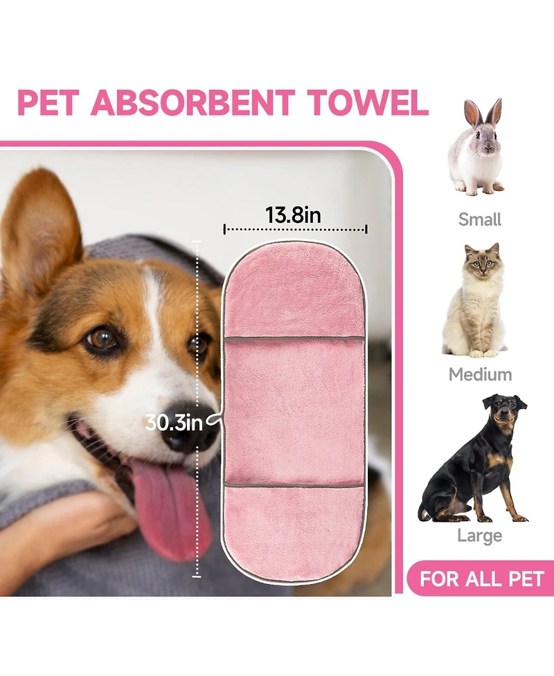 Aronkl 2 Piece Pet Bathing Kit with Washing Gloves and Quick Drying Towel