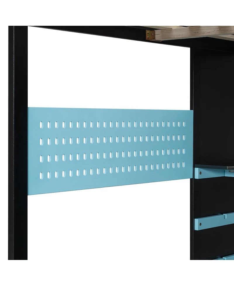 Streamdale Furniture Wood Loft Bed w/Desk, Storage, Usb, Rgb Light